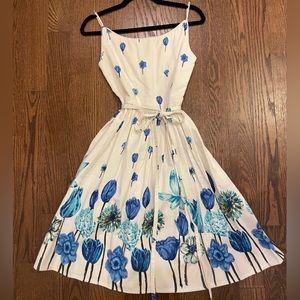 Blue and white floral vintage dress